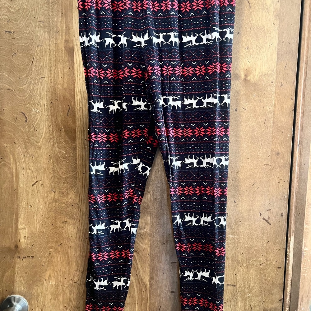 Festive Reindeer Patterned Kids Leggings